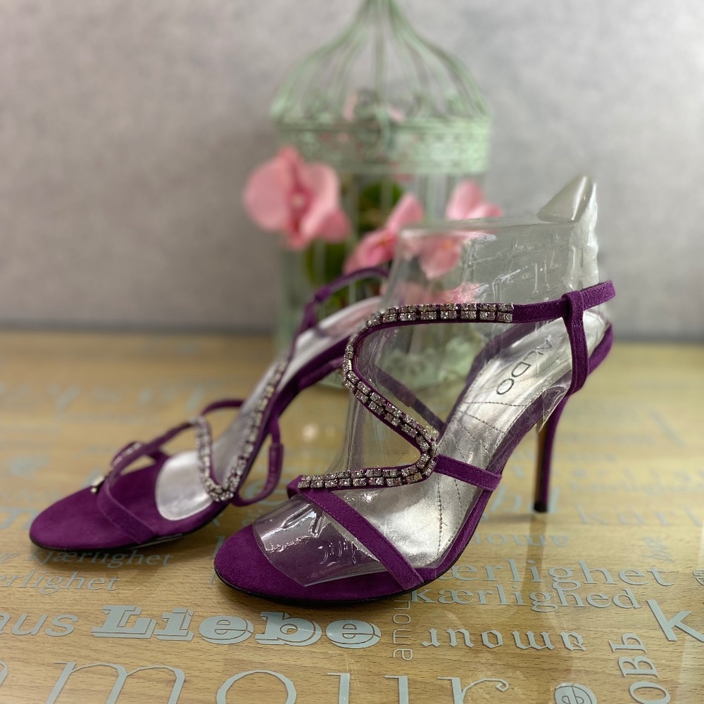 ALDO Glamorous Jeweled Suede Sandals 6